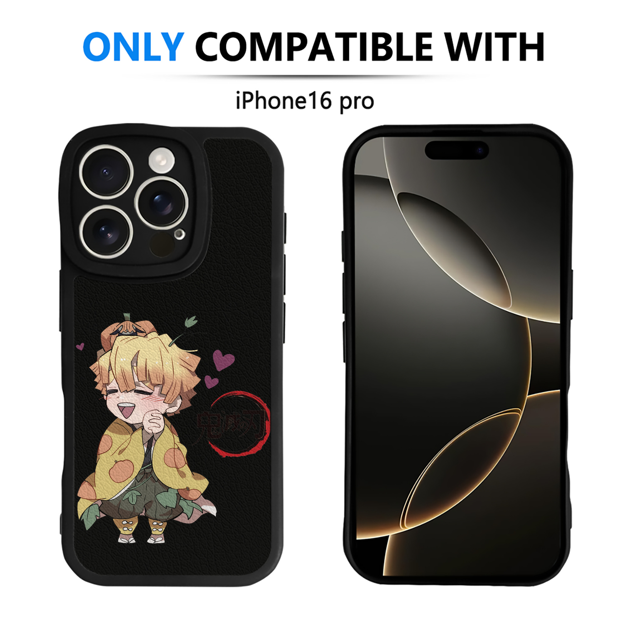 （画像用） 鬼滅の刃（きめつのやいば）我妻 善逸／あがつま ぜんいつ Agatsuma Zenitsu 【iPhone 16シリーズ対応】シリコンスマホケース（レザー調） 材質：シリコン